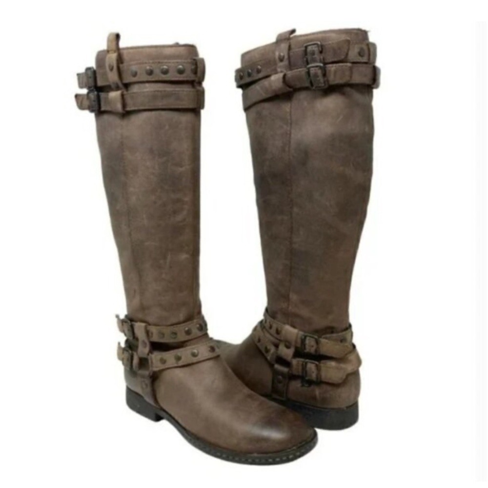 Born Gwynn Harness Brown Leather Knee High Boots